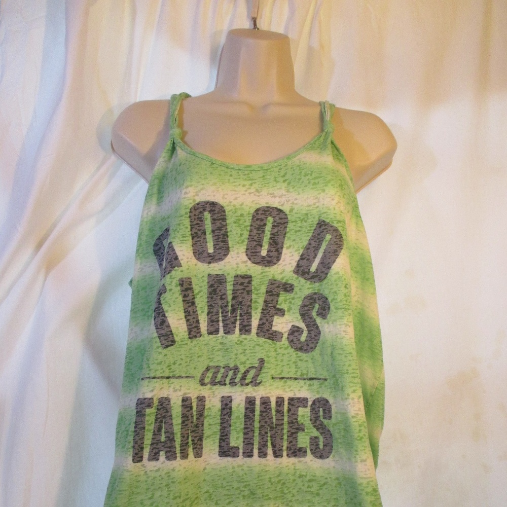 No Boundaries Green White Tank Size 2XL